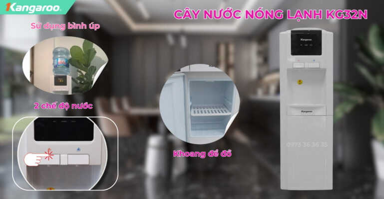 cây nước nóng lạnh kangaroo kg32n 2 vòi nóng lạnh, làm lạnh bằng chíp điện tử