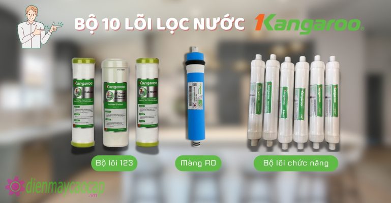 Bộ lõi lọc 10 cấp của máy lọc nước hydrogen kangaroo kg100hc2