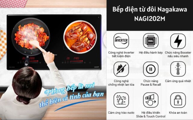 Bếp điện từ đôi Nagakawa NAG1202M