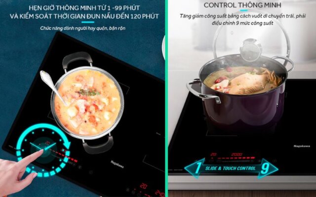 bếp từ đôi dương Nagakawa NK2C05MB