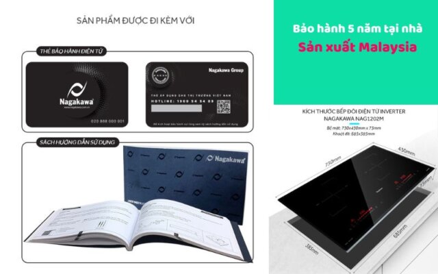 Kích thước Bếp điện từ đôi Nagakawa NAG1202M