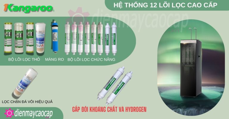 Bộ 12 lõi lọc nước Kangaroo Hydrogen