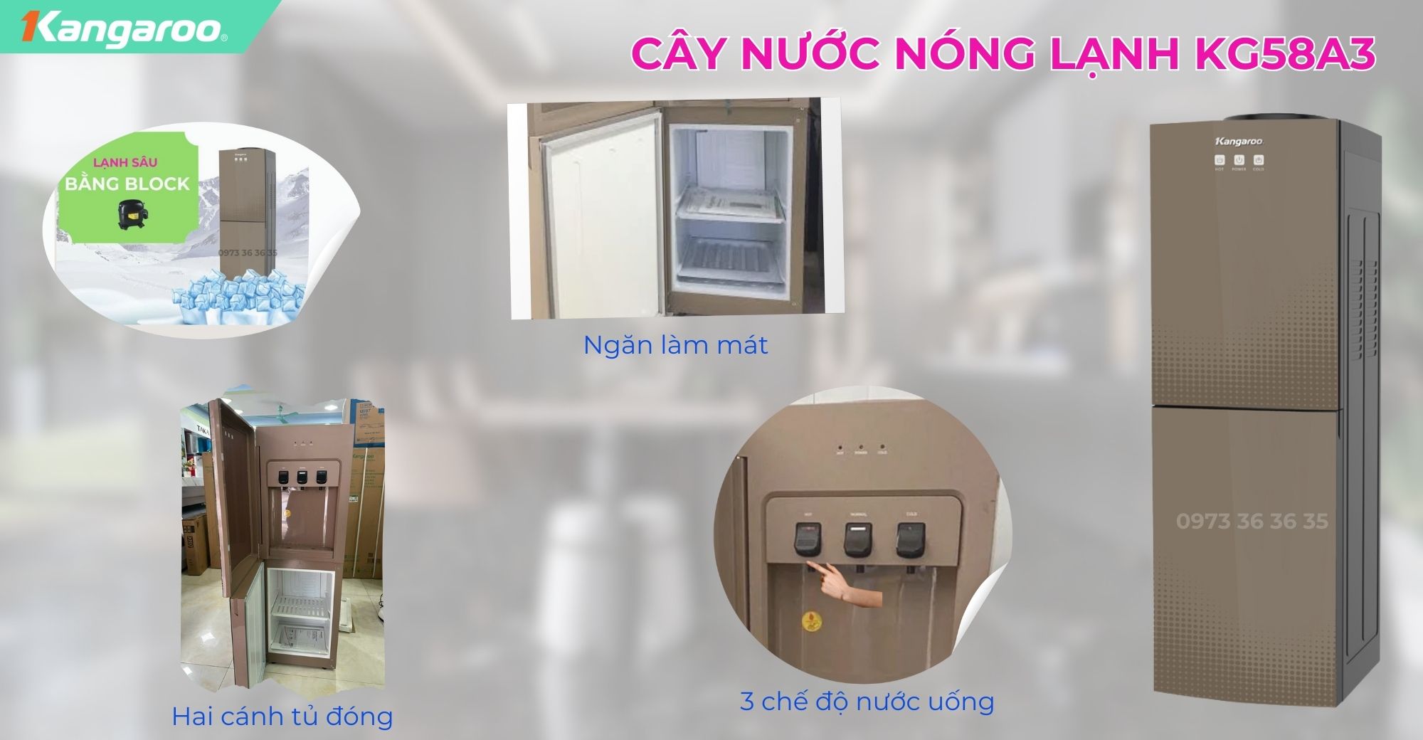 Cây nước nóng lạnh kangaroo, hút bình kangaroo, Giá cây nước nóng lạnh kangaroo