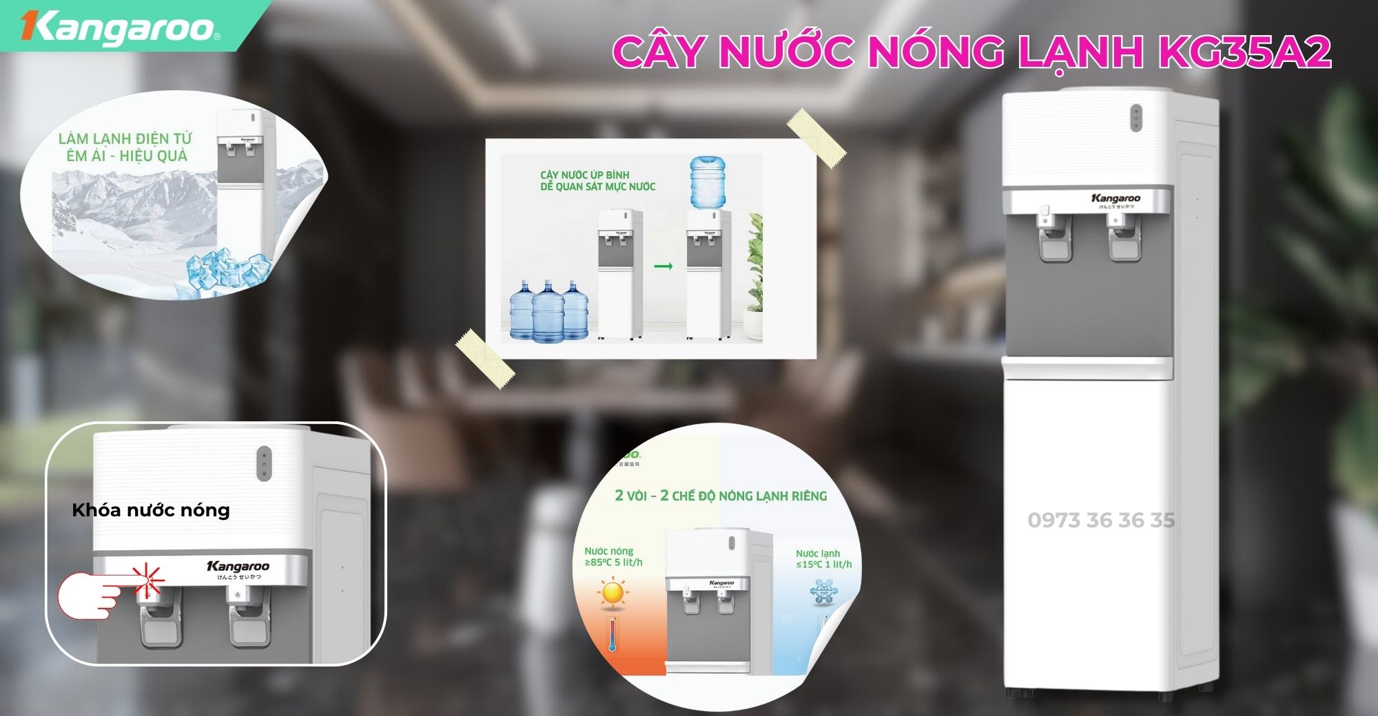 Cây nước nóng lạnh kangaroo, hút bình kangaroo, Giá cây nước nóng lạnh kangaroo