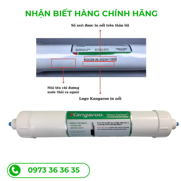 nhận biết lõi lọc nanocacbon chính hãng của kangaroo