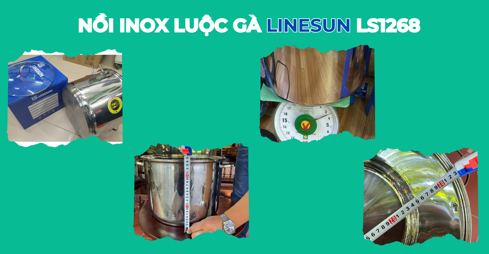 Nồi inox luộc gà phi 32 Linesun LS1268 ,Nồi cao luộc được nhiều con gà cùng lúc. Nồi inox luộc gà loại to, Giá chỉ từ 600.000 đồng