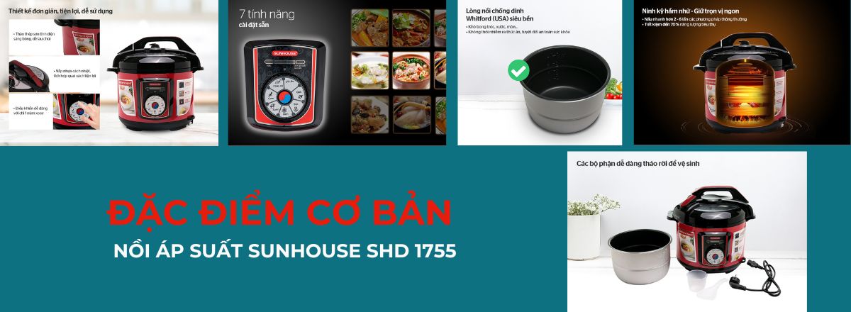 nồi áp suất điện sunhouse shd1550, shd1550, nồi áp suất điện sunhouse 5 lít