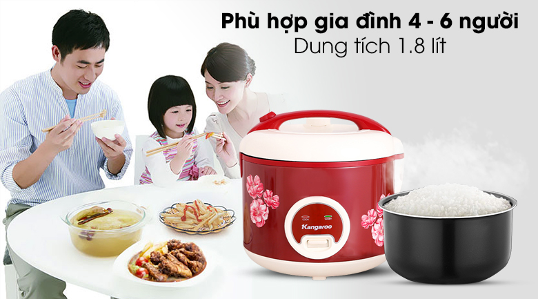 Nồi cơm điện Kangaroo KG378H, nồi cơm giá rẻ, nồi cơm giá rẻ 1.8l