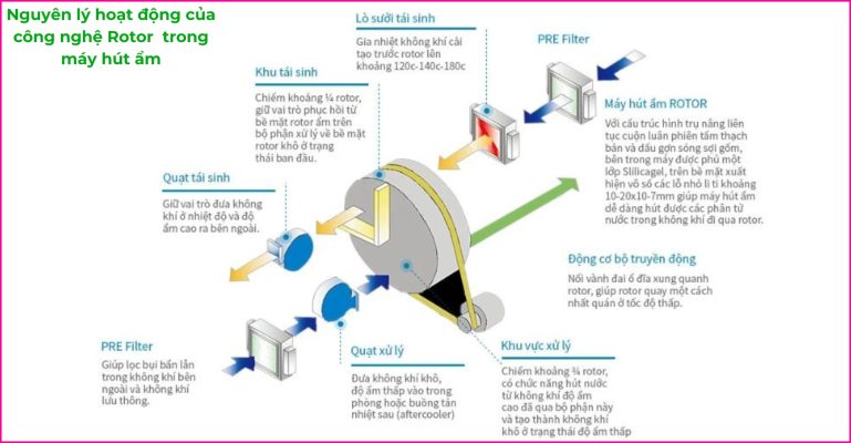 nguyên lý hoạt động của công nghệ rotor trong máy hút ẩm