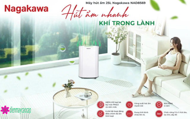 đặc điểm của máy hút ẩm không khí nagakawa nad8569