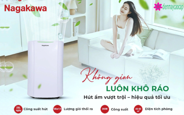 kiểu dáng của máy hút ẩm lọc không khí nagakawa nad8569