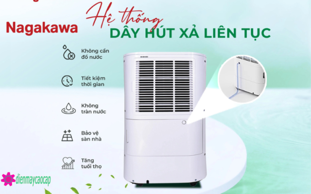 khả năng hút ẩm liên tục của máy hút ẩm lọc không khí nagakawa nad8569