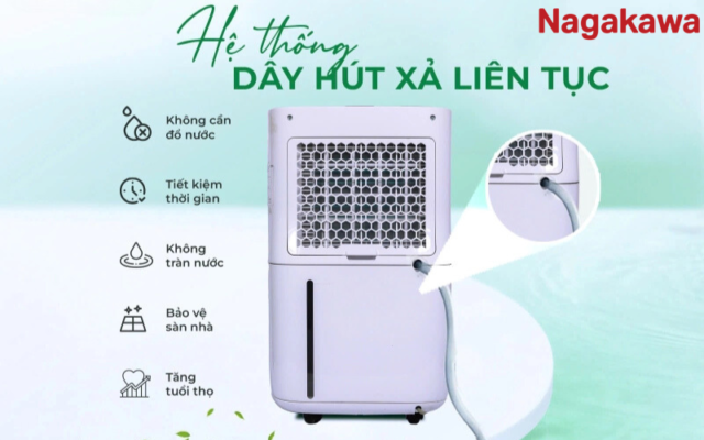 tính năng hút ấm liên tục trên Máy hút ẩm gia đình Nagakwa