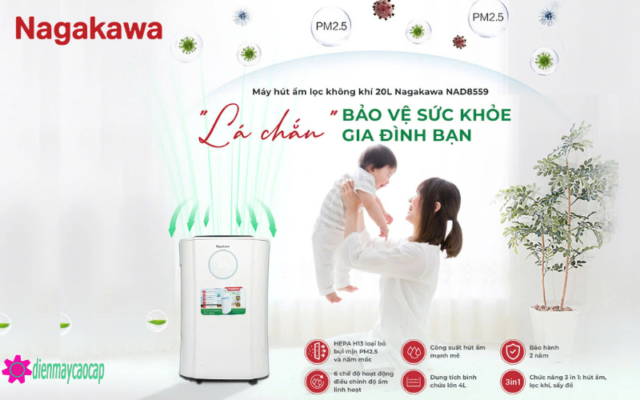 đặc điểm của máy hút ẩm gia đình nagakawa nad8559