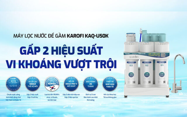 đặc điểm của Máy Lọc Nước Âm Tủ Bếp Karofi KAQ-u50k