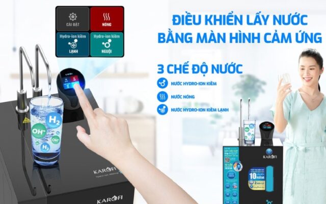 Máy lọc nước ion kiềm Karofi KAE-S86 với 3 chế độ nước nóng -lạnh-ion kiềm