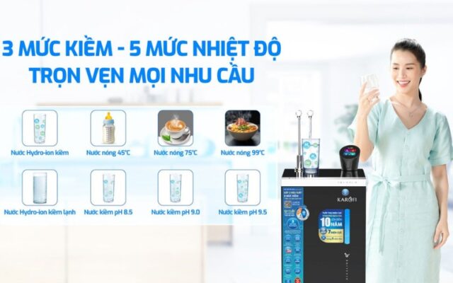 các mức nhiệt độ nước của Máy lọc nước ion kiềm Karofi KAE-S88 Promax