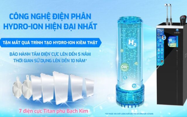 công nghệ điện phân hydro in của Máy lọc nước ion kiềm Karofi KAE-S88 Promax