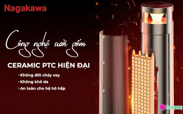 công nghệ sưởi gốm ptc hiện đại của máy sưởi gốm Nagakawa NEH8389