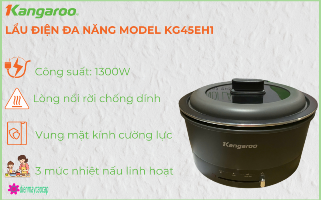 đặc điểm nổi bật của nồi lẩu điện kangaroo kg45eh1