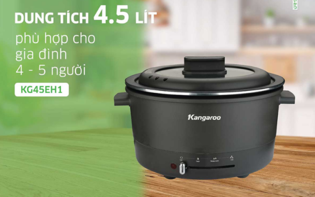 lẩu điện đa năng kangaroo kg45eh1 với dung tích 4.5l