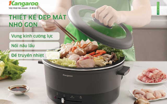 vung kính cường lực của nồi lẩu điện kangaroo kg45eh1