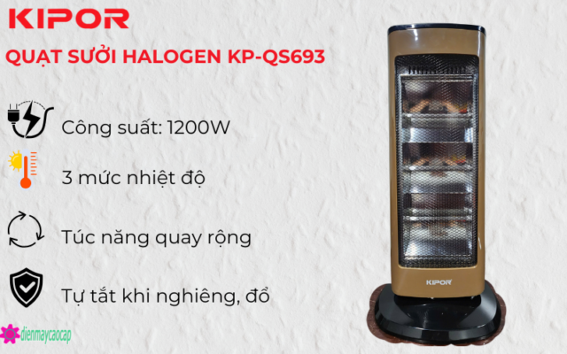 đặc điểm nổi bật của Quạt sưởi halogen Kipor KP-QS693