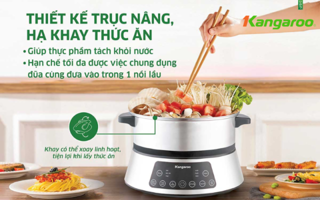 tính năng nâng hạ thông minh của Nồi lẩu thang máy Kangaroo KGEH5D2