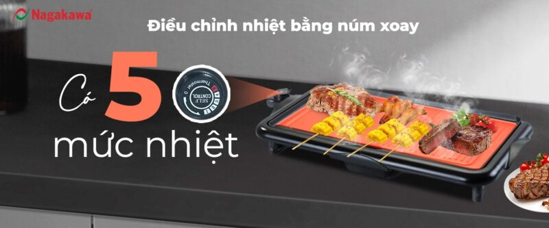 5 mức nhiệt độ khác nhau của bếp nướng điện nagakawa nag3105