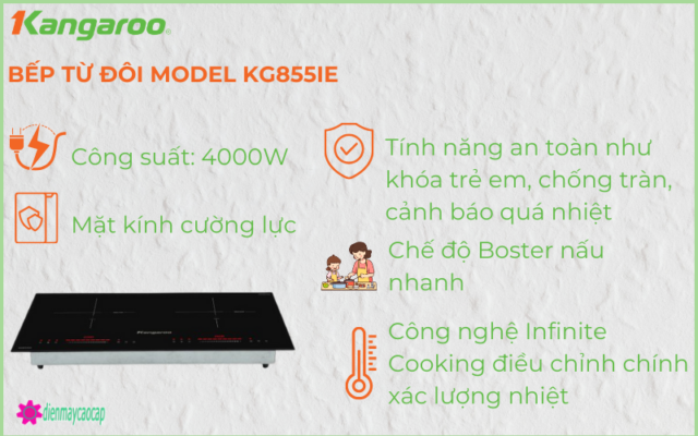 đặc điểm nổi bật của bếp từ đôi kangaroo kg855ie