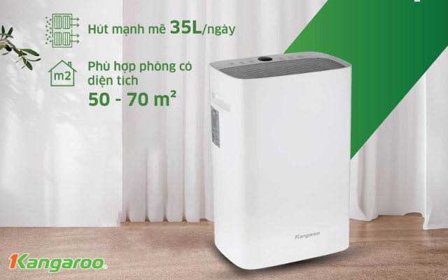 công suất và phạm vi sử dụng của Máy hút ẩm không khí Kangaroo KGDH35