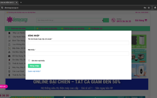 cách đăng kí thông tin tại website điện máy cao cấp
