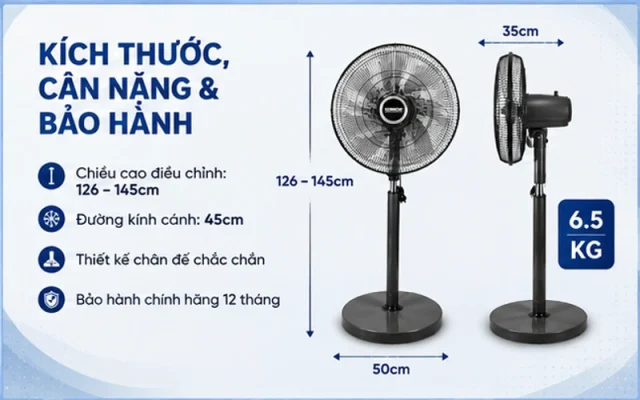 Quạt cây điều khiển từ xa Korichi KRC-6319