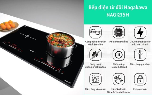 Bếp điện từ đôi Nagakawa NAG1215M
