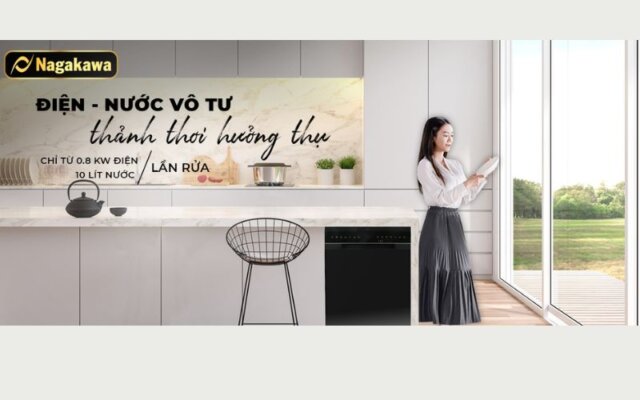 máy rửa bát cho gia đình 6 người Nagakawa NK13D02M