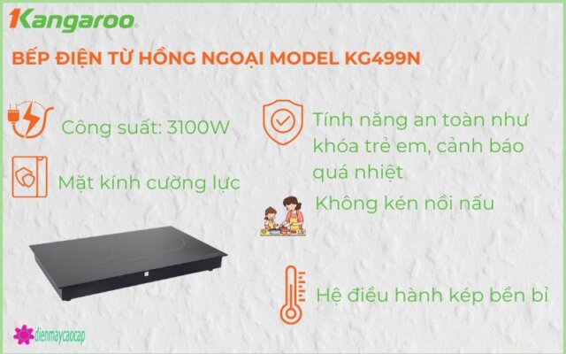 Bếp đôi điện từ hồng ngoại Kangaroo KG499N