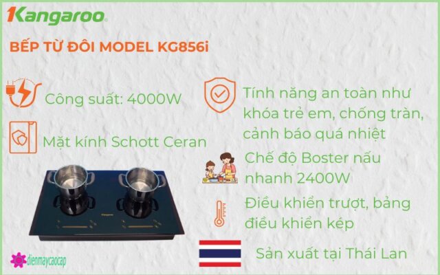 Bếp từ đôi Kangaroo KG856i