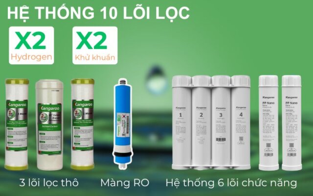 Máy lọc nước kangaroo hydrogen 10 lõi KGHP10K3