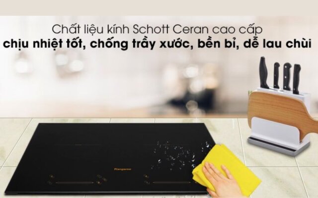 Mặt kính Schott Ceran của bếp từ đôi Kangaroo KG858i