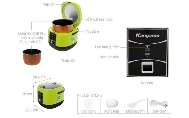 Nồi cơm điện cơ Kangaroo KG22R1