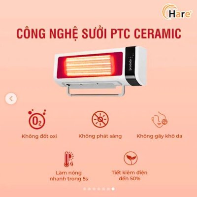 máy sưởi gốm ceramic Hare HR-HT2005