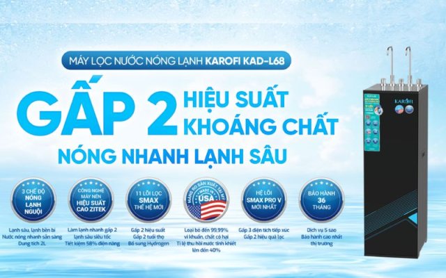 Máy lọc nước Karofi nóng lạnh KAQ-L68