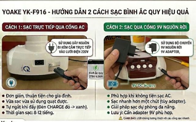 Quạt tích điện có đèn Yoake YK-F916